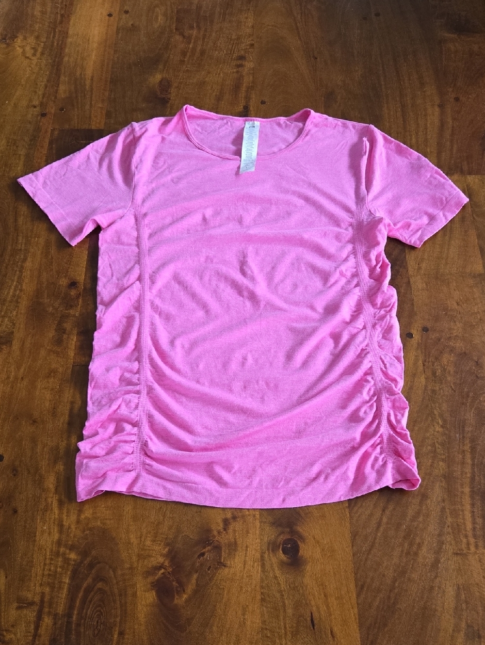 Fabletics Pink Short Sleeve Ruched Side Tee
